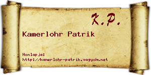 Kamerlohr Patrik névjegykártya